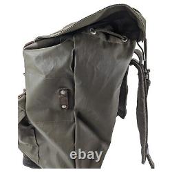 Vintage Swiss Army Rubberized Waterproof & Leather Military Rucksack Backpack