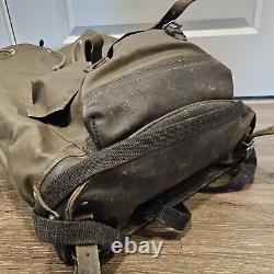 Vintage Swiss Army Rubberized Waterproof & Leather Military Rucksack Backpack