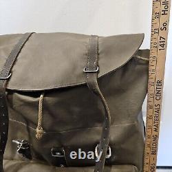 Vintage Swiss Army Rubberized Waterproof & Leather Military Rucksack Backpack