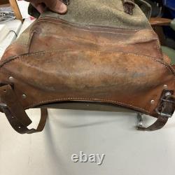 Vintage Swiss Army Salt Pepper Heavy Canvas Leather Military Rucksack Backpack