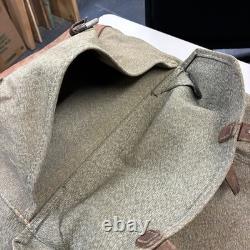 Vintage Swiss Army Salt Pepper Heavy Canvas Leather Military Rucksack Backpack