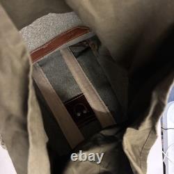 Vintage Swiss Army Salt Pepper Heavy Canvas Leather Military Rucksack Backpack