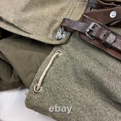 Vintage Swiss Army Salt Pepper Heavy Canvas Leather Military Rucksack Backpack