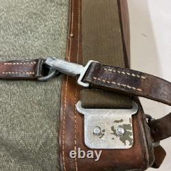 Vintage Swiss Army Salt Pepper Heavy Canvas Leather Military Rucksack Backpack