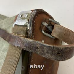 Vintage Swiss Army Salt Pepper Heavy Canvas Leather Military Rucksack Backpack