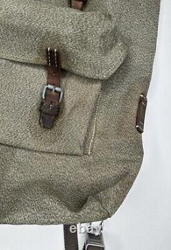 Vintage Swiss Army Sattler Backpack Salt and Pepper Military Leather Canvas