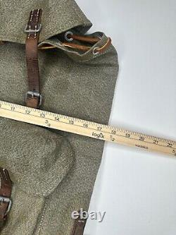 Vintage Swiss Army Sattler Backpack Salt and Pepper Military Leather Canvas