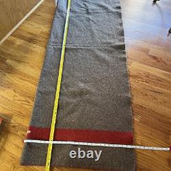 Vintage Swiss Army Wool Blanket Brown Red Stripe TB39 Military 72x51