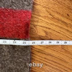 Vintage Swiss Army Wool Blanket Brown Red Stripe TB39 Military 72x51