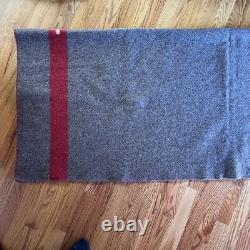 Vintage Swiss Army Wool Blanket Brown Red Stripe TB39 Military 72x51