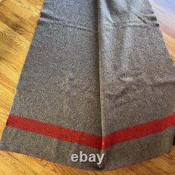 Vintage Swiss Army Wool Blanket Brown Red Stripe TB39 Military 72x51