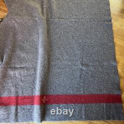 Vintage Swiss Army Wool Blanket Brown Red Stripe TB39 Military 72x51