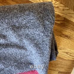 Vintage Swiss Army Wool Blanket Brown Red Stripe TB39 Military 72x51