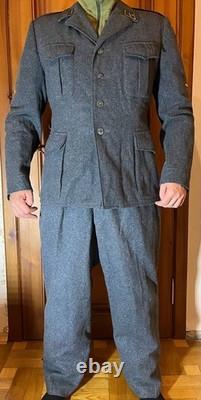Vintage Swiss Army Wool Uniform Jacket Pants Set Grey Military 54N 56 ZH60