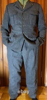 Vintage Swiss Army Wool Uniform Jacket Pants Set Grey Military 54N 56 ZH60