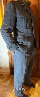 Vintage Swiss Army Wool Uniform Jacket Pants Set Grey Military 54N 56 ZH60