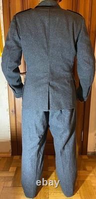 Vintage Swiss Army Wool Uniform Jacket Pants Set Grey Military 54N 56 ZH60