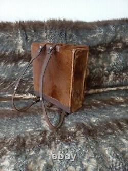 Vintage Swiss German Army WW2 Mountain Backpack Cowhide Leather Belts Fastening