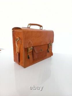 Vintage Swiss Leather Bag Exclusive Handmade Switzerland 80s Briefcase