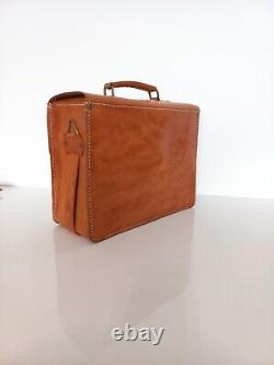 Vintage Swiss Leather Bag Exclusive Handmade Switzerland 80s Briefcase