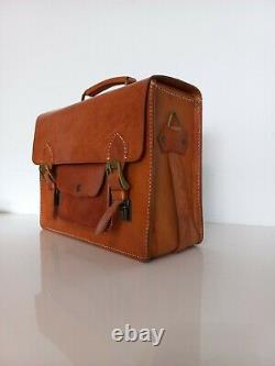 Vintage Swiss Leather Bag Exclusive Handmade Switzerland 80s Briefcase