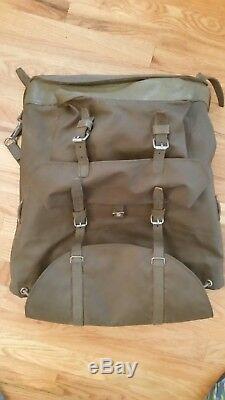 Vintage Swiss Military Back Pack Rucksack Metal Frame Rubberized Canvas HD Army