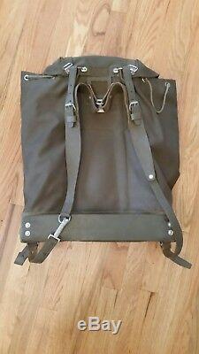 Vintage Swiss Military Back Pack Rucksack Metal Frame Rubberized Canvas HD Army