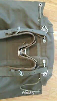 Vintage Swiss Military Back Pack Rucksack Metal Frame Rubberized Canvas HD Army