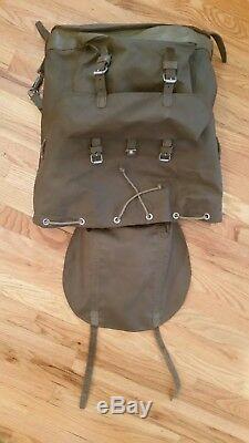 Vintage Swiss Military Back Pack Rucksack Metal Frame Rubberized Canvas HD Army