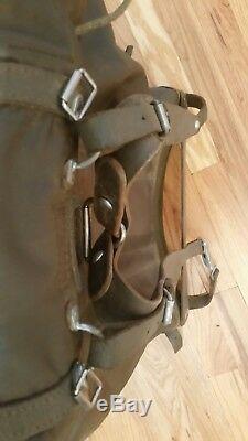 Vintage Swiss Military Back Pack Rucksack Metal Frame Rubberized Canvas HD Army