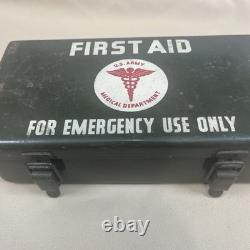 Vintage U. S. Army Medical First Aid Kit Metal Case with Original Contents