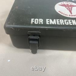 Vintage U. S. Army Medical First Aid Kit Metal Case with Original Contents