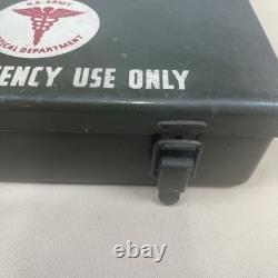 Vintage U. S. Army Medical First Aid Kit Metal Case with Original Contents