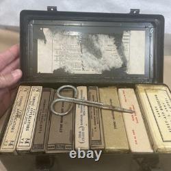 Vintage U. S. Army Medical First Aid Kit Metal Case with Original Contents