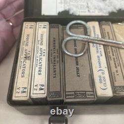 Vintage U. S. Army Medical First Aid Kit Metal Case with Original Contents