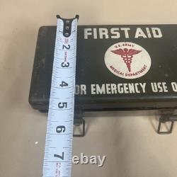 Vintage U. S. Army Medical First Aid Kit Metal Case with Original Contents