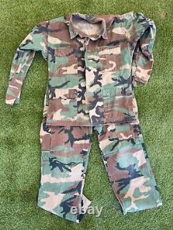 Vintage U. S. Army USMC Military Camo Combat Cargo Fatigues Set BDU Pants Jacket