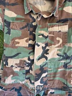 Vintage U. S. Army USMC Military Camo Combat Cargo Fatigues Set BDU Pants Jacket