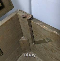Vintage US ARMY Military Green Wood Foot Locker Storage Trunk Chest Lid Box
