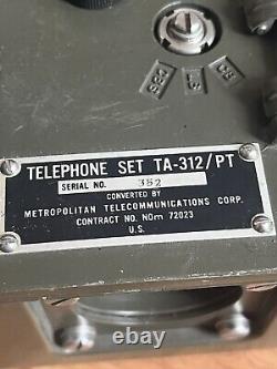 Vintage US Army Field Telephone Set TA-312/PT Military Radio Phone USA UNTESTED