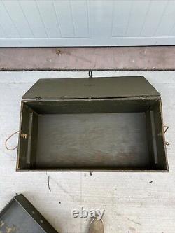 Vintage US Army Footlocker with Tray Portable Chest Trunk Military