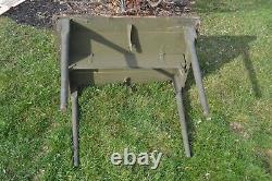Vintage US Army Green Wood Folding Table Military Field Desk Map Desk WWII