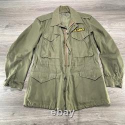 Vintage US Army M1951 Field Coat Mens Small Green OG107 Cotton Sateen 50s