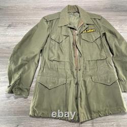 Vintage US Army M1951 Field Coat Mens Small Green OG107 Cotton Sateen 50s