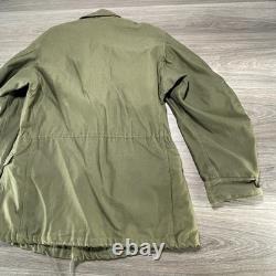 Vintage US Army M1951 Field Coat Mens Small Green OG107 Cotton Sateen 50s