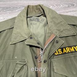 Vintage US Army M1951 Field Coat Mens Small Green OG107 Cotton Sateen 50s