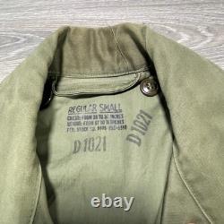Vintage US Army M1951 Field Coat Mens Small Green OG107 Cotton Sateen 50s