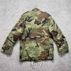 Vintage US Army M65 Field Coat Jacket Mens Medium Long Woodland Camo Hooded 80s