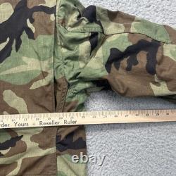 Vintage US Army M65 Field Coat Jacket Mens Medium Long Woodland Camo Hooded 80s