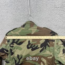 Vintage US Army M65 Field Coat Jacket Mens Medium Long Woodland Camo Hooded 80s